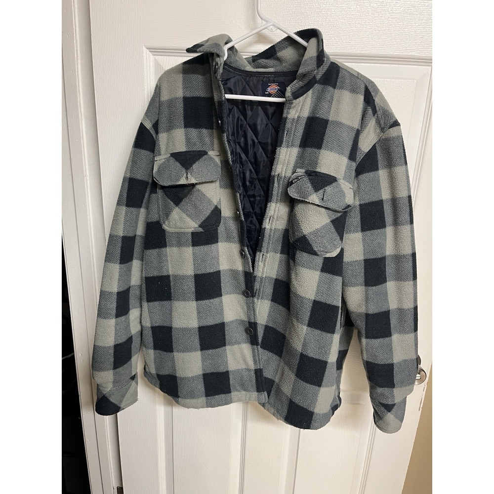 Dickies Plaid Flannel Jacket Quilted Lined Workwear Button Up Mens Large